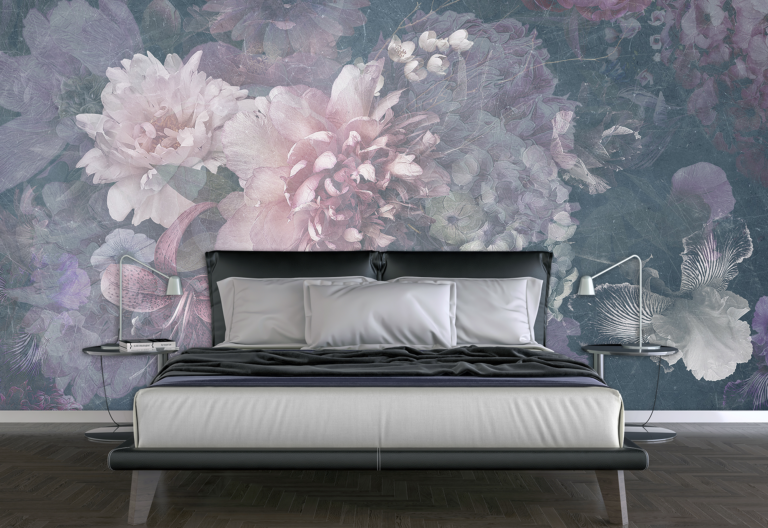 CARTA FIORI ROSA E GRIGIO
