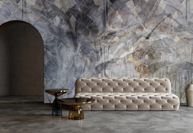 Modern,Minimalist,Interior,With,Arch,,Concrete,Floor,,Sofa,,Coffe,Table